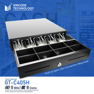Cajón de Efectivo Manual con Apertura Táctil Xincode, Sistema POS, Caja Registradora, 5 Compartimentos para Billetes, 8 para Monedas, Cajón Metálico de 410 mm, GT-405H - Product Image 1