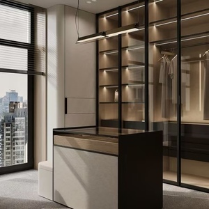 BALOM High Class Modern Aluminum Frame Glass <b>Sliding</b> Door Walk in Closet Modular Custom Bedroom Furniture OEM Factory - Product Image 3
