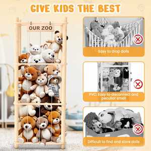 Étagère de présentation sur pied en bois à double niveau, grande capacité, durable et multifonctionnelle, pour jouets, peluches et articles de nettoyage - Product Image 3