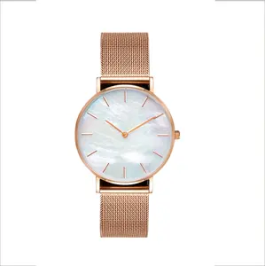 5 ATM Water Resistant Stainless Steel mesh band hot selling japan movt quartz custom logo watch women