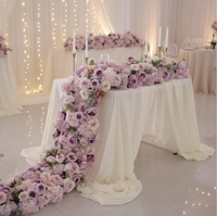 Guirlande de fleurs artificielles en soie pour décoration de table, chemin de table floral pour mariage et fête - Grande Vente