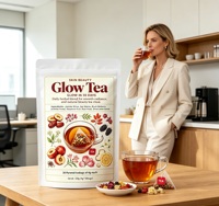Glow Tea Skin Beauty Kruidenthee Natuurlijke Antioxidanten Fruit Bloemige Mengeling Gezondheidsthee in zakjesverpakking voor dagelijkse stralende huidverzorging