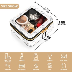 Wholesale Customs logo clear Cosmetic Bag Waterproof Leather Travel Bag Make up Zipper Bag - Product Image 4