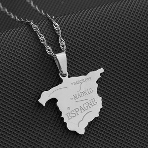 Collana con Ciondolo a Forma di Mappa della <span class=keywords><strong>Spagna</strong></span> Color Oro per Donne Gioielli con Catena Mappa Spagnola - Product Image 5