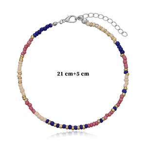 Pulsera <span class=keywords><strong>tobillera</strong></span> de punto de playa para mujer, cuentas de cristal coloridas de semillas bohemias, GAB007 - Product Image 3