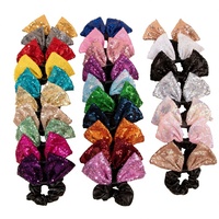 Nouveau serre-tête en polyester noir style princesse européenne et américaine avec nœud à sequins, élastique à cheveux fait main pour enfants et filles, accessoire capillaire