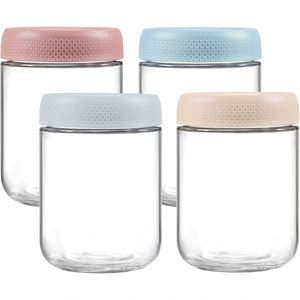 Paquete de 6 Recipientes de 16 oz para Overnight Oats con Tapas, Frascos de Vidrio con Tapas Herméticas, Frascos de Boca Ancha para Ensaladas - Product Image 1
