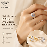 Bague en argent sterling 925 JINSEO avec diamant simulé ovale de 6 carats, plaqué or 18 carats, pour femme, idée cadeau