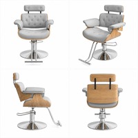Fauteuil de Barbier en Gros avec Cadre en Bois, Pivotant, Moderne, Simple, Siège en Cuir Couleur Personnalisable pour Salon de Coiffure – Vente Directe