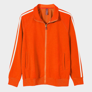 Sweat-shirt zippé doublé polaire pour homme, col montant, vêtement de travail, orange, trois bandes, manches longues, automne 2025 - Product Image 1