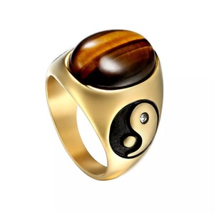 Tarnish Free Stainless Steel tiger Eye Healing Stone Gold Plated <b>Ring</b> <b>for</b> Women <b>Men</b> - Product Image 5