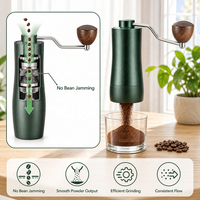 Penggiling Kopi OEM ODM 3-Tahap dengan Gagang Kayu Walnut, Pegangan Ergonomis Nyaman, Logo Kustom, Pasokan Grosir