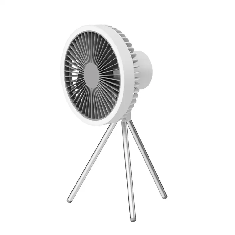 Newest Tripod Fan Portable Air Cooling Fan for Outdoor Camping Travel BBQ Rechargeable Fan with Light