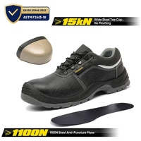 Zapatos de Trabajo Tiger Master con Puntera de Acero, Antipinchazos, Antiestáticos, de Cuero Negro, Antideslizantes, Resistentes al Aceite y Ácidos para Hombre, OEM