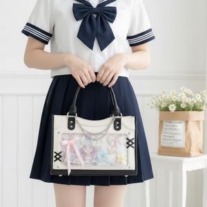 Sac fourre-tout Itabag en gros, style Cool Girl, avec garniture contrastante et double chaîne métallique intégrée - Product Image 4
