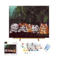 Paintido Lucu Kucing Anjing Bulan Malam Kerajinan Buatan Tangan Cat Oleh Nomor Kit untuk Anak-anak