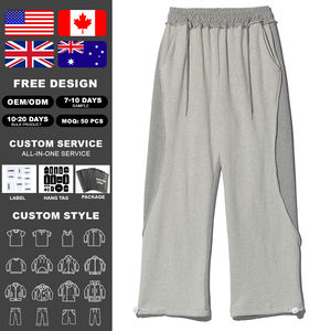 Pantalon de survêtement ample et décontracté KingSen pour homme, 100 % coton, à blocs de couleur, avec cordon de serrage à la taille et boutons aux chevilles - Product Image 2