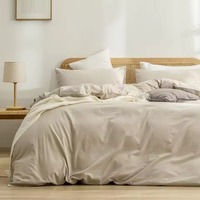 Ensemble de literie écologique en coton / lin bio personnalisé, 3 pièces, taille king, ensemble de couettes brodées, ensemble de housses de couette