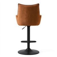 Tabouret de bar pivotant réglable marron avec revêtement en lin capitonné et repose-pieds pour comptoir de cuisine et salle à manger