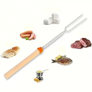 Brochettes télescopiques en acier inoxydable avec manche en bois <span class=keywords><strong>pour</strong></span> barbecue, camping, feu de camp et cuisson de hot-dogs - Product Image 6
