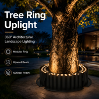 Projecteur LED noir 12W pour colonne d'arbre, anneau lumineux de jardin DC/AC, blanc chaud, IP65, éclairage paysager extérieur, CRI95, angle de faisceau 10-60°, détection de mouvement
