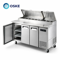 Table de préparation à pizza en acier inoxydable avec congélateur intégré et armoire de refroidissement pour la préparation alimentaire en pizzeria