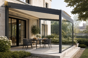 Pérgola de Pared RKOVE RK-C2 de 4*6m con Terraza Cubierta de Vidrio y Luz LED Cálida para Área de Desayuno en Villas Europeas - Product Image 4