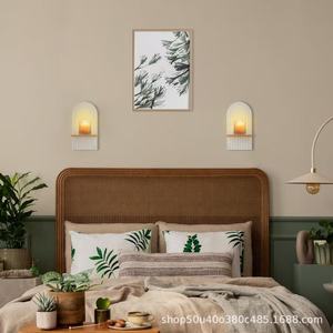 <b>Wall</b> <b>Mounted</b> Wooden Floating <b>Shelf</b> With White Arc Backplate For Bedroom And Living Room Decor - Product Image 2
