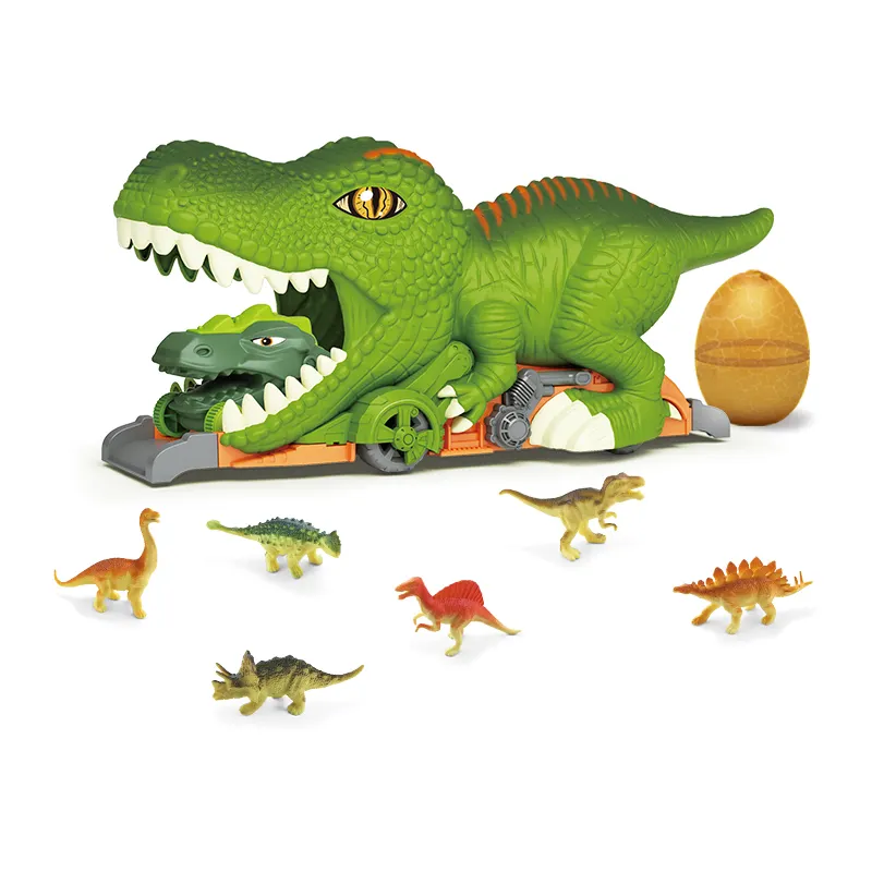 Chenghai SamToyCn 신상품 공룡 터널 자동차 3D 작은 공룡 모델 아이 관성 슬라이드 트랙 마찰 장난감 차량 계란