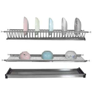 Custom Stainless Steel Metal Kitchen Storage Cabinet Utensils Plate Dish Drying Drainer Shelf Rack