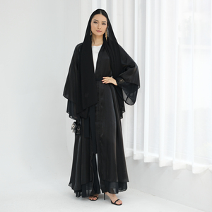 New abaya nhà sản xuất hồi giáo quần áo Womens Dresses Reversible cardigan kimono abaya voan và Organza phía trước mở abaya - Product Image 5