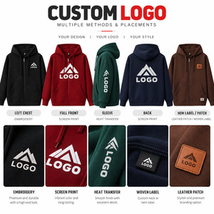 Custom Logo 450G Heavyweight Waffle Fleece Zip Up Hoodie Unisex Oversized Full <b>Zipper</b> <b>Sweatshirt</b> Wholesale OEM ODM - Product Image 2
