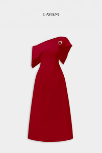 Vestido Esther para Mujer, Asimétrico, de un Solo Hombro, con Cintura Definida, Maxi Vestido (versión blanca; dije no incluido), Alta Calidad - Product Image 4