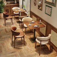 Ensemble de meubles de restaurant commercial moderne en bois massif et rotin, ensemble de table pour hôtel, restaurant, bar, salon de thé, mobilier commercial