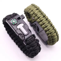 Bracelet de survie multifonctionnel en gros avec boucle de démarrage de feu et boussole, style tressé pour l'extérieur