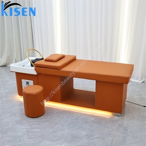 Kisen Premium Beauty Salon Shampoo Chair Featuring 3in1 Head Spa Scalp Massage Water Circulation Herable Therapy with <b>Led</b> Light - Product Image 6