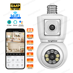 Hongglobal 6MP 3K mạng thông minh video trong nhà không dây PTZ giám sát <span class=keywords><strong>IP</strong></span> <span class=keywords><strong>Camera</strong></span> icsee ống kính kép bóng đèn wifi an ninh CCTV <span class=keywords><strong>Camera</strong></span> - Product Image 1