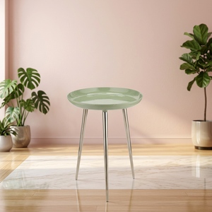 Table d'appoint en métal émaillé en laiton AK en vert clair et argent fini Table personnalisée pour meubles d'hôtel/meubles de maison - Product Image 3