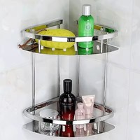 Haute qualité 304 acier inoxydable Double couche étagère de rangement mural suspendu support salle de bain salle de bain coin support