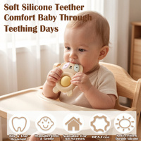 Jouet à mâcher sensoriel en silicone en forme d'animal, sans BPA, étanche, souple, de qualité alimentaire, facile à nettoyer, vente en gros
