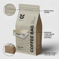 Sacs à café de qualité alimentaire en gros avec fermeture éclair refermable, finition mate, fond plat, pour emballage haut de gamme 250g 14oz 500g