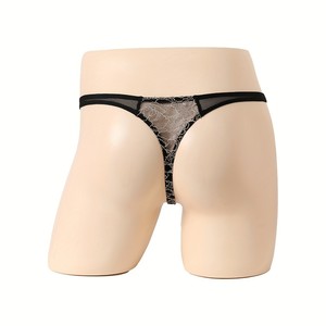 Men's <b>Sexy</b> <b>Thong</b> Black Low-Rise Transparent Lace Mesh Underwear For Intimate Wear - Product Image 4