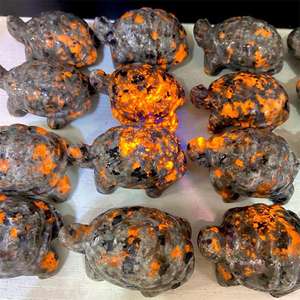 Offre Spéciale naturel haute qualité yooperlite cristal animaux tortue sculptures reiki orange cristal tortues pour cadeaux décoration - Product Image 5