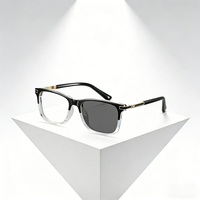 Lunettes de vue photochromiques carrées pour hommes, monture noire TR, branches en métal doré, verres anti-lumière bleue à transition, lunettes optiques d'extérieur