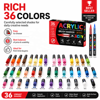 Lot de 36 marqueurs acryliques à base d'eau pour peinture sur roche, loisirs créatifs, verre, bois, toile – Vente en gros, fournisseur OEM