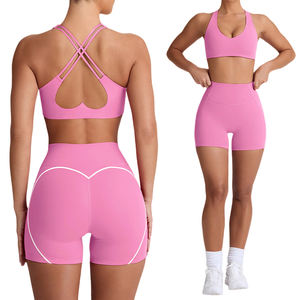 Conjunto de Yoga para Mujer, Pantalones de Yoga de Cintura Alta y Sujetador Deportivo, Dos Piezas, Ropa Deportiva para Gimnasio, Entrenamiento Físico y Ocio al Aire Libre - Product Image 1