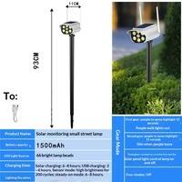 Lampe murale de surveillance LED solaire personnalisée pour extérieur, éclairage de cour et de jardin avec capteur, idéale pour l'export.