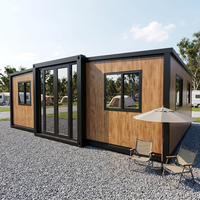 Maison conteneur extensible prête à l'emploi à 3 chambres, préfabriquée, modulaire, en acier et panneaux sandwich, maison portable