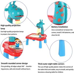 Mesa de Dibujo Multifuncional para Niños con Proyector de Jirafa, Juguetes Educativos con Tablero de Dibujo y Mesa de Pintura con Proyección Desmontable - Product Image 6