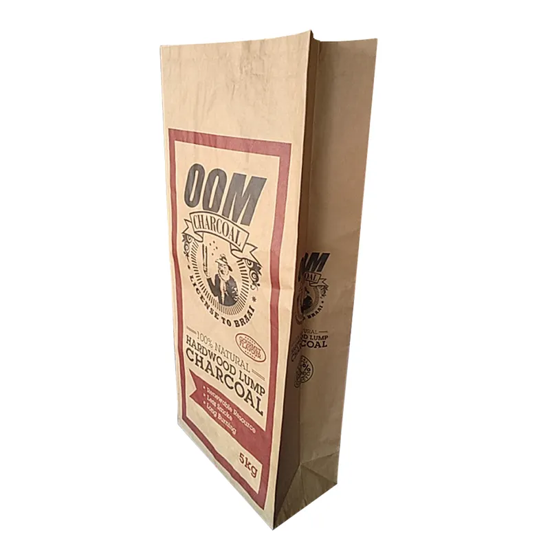 Food Grade Craft Square Bottom Paper Bag Multi Layer Kraft Paper Bag For Packaging Wheat Flour Potatoes Grain Sugar